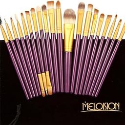 JAZZY PEARLS Women Girls Cosmetic Beauty Tools Eye Makeup 15 Assorted Color 15-Color Eyeshadow Palette+20Pcs/Set Eyebrow Lip Makeup Brushes Purple Gold-6