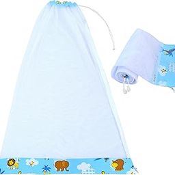 Younique Hanging Baby Cradle Mosquito Net for Cloth Cradle/Swing/Jhula/Thottil/Jhoola with Side Zip Opening, Thottil Kosuvalai Mosquito Net for Baby Cradle Swing (0-3 yrs) - Blue Cartoons-24