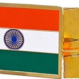 Indian Flag Metal Lapel Pin, Tricolour Badge with Ashoka Chakra, Gold-Plated-image-9