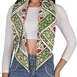 Green Floral Print Pure Cotton Scarf 40″x 40″ Inches, Handblock Printed Pure Cotton-image-3