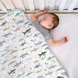 HOMEMONDE 100% Cotton Reversible Kids Blanket (0-5 Yrs) | Soft, Cozy & Warm | Triple Layer | Safe & Chemical-Free | All-Season Use | 54" x 84" (137 cm x 213 cm) - Baby Blue Hunter-image-28
