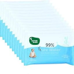 Mother Sparsh Thick Fabric Baby Water (Unscented) Wipe (Blue, 10 Wipes) - Pack of 12-32
