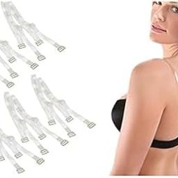 Women's Transparent Plastic Replacement Detachable Transparent Clear Straps Bra Strap Plastic Metal (6 Pair-18MM)-image-8