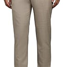Men Beige Slim Tapered Fit Textured Flat Front Formal Trousers-picture-51
