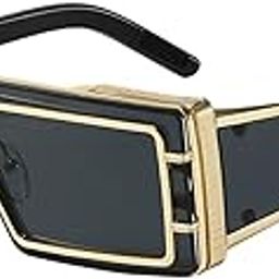 Men Square Sunglasses Comfortable Eyewear for Outdoor Sports Travel Shopping Black-11