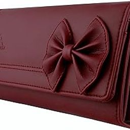 Women's Elite Attractive Handbags Wallet Purse Clutch with 6 Cards Slot Purse (YTFC-3704 Maroon)-image-92