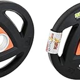 RUBX Rubber Coated Metal Integrated Tri-Grip Weight Plates 31 MM Center Hole Diameter (5 Kg Pair)-4