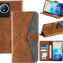 AUTO FOCUS Faux Leather Back Case Flip Cover for Vivo Y02t with ID Card Slot | Foldable Stand | 2 ID Card Slot | 1 Cash Slot - Executive Brown, 20933-picture-14