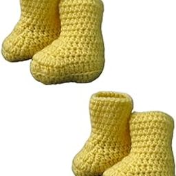 Combo of 2 Pair - Handmade Crochet Baby Socks (Preemie, Yellow)-image-39