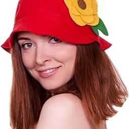 Traditional Sauna Hat - Sheep's Wool Felt Banya Cap - Spa Hat for Women Thumbelina - Hot Steam Protection Red, Red, X-Large-image-22