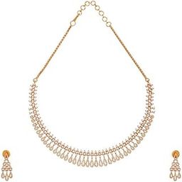 Fashion Jewellery White Gold Plated Zircon Necklace Set - 411564-image-43