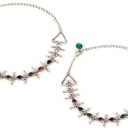 by CaratLane Feeling Manoharam Oxidised Anklet in 925 Silver-48