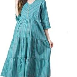 Cotton Grey/Black Maternity Dresses for Women with Feeding Zip - Floral Breastfeeding Maternity Gown Kurti for Pregnant Women - Nursing Pre and Post Pregnancy Wear(GreyBLack)-image-68