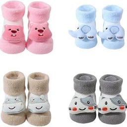 Designer Animal Face Ankle Length-Length Non-Slip Fancy Cotton Socks for Boys And Girls 0-6 Months, Multi-image-63