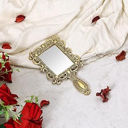 NM Aluminium Hand Mirror Gold Plated,Mirror for Make-up,Vanity,Hand Bag,Salon,Dressing Table,Home Decor,Gifting-image-22