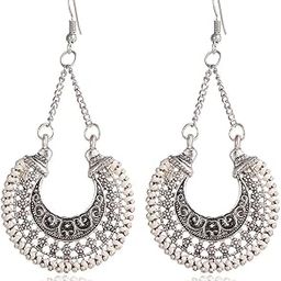 Bohemian Oxidized Silver Fancy Earrings For Women & Girls-image-37