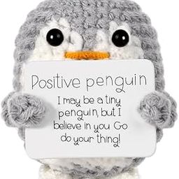ZIBUYU® Handmade Crochet Penguin Desk Decor with Positive Message Card Cute Motivational Crochet Toys Gift for Office Home Baby Nursery-image-17