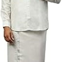 RAMRAJ Men Full Sleeve Shirt with Matching Readymade Dhoti(M)-image-77