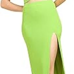 Casual Solid Top and Skirt Co-Ord Set for Women | Stylish Western Co-Ord Set for Women | Crop Top and Long Slit Skirt Set for Women-image-2