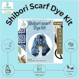 Imagination Box DIY Shibori Scarf Dye Kit, Traditional Japanese Tie-Dye Craft Set with Cotton Scarf, Dyes and Tools, Ages 6+-image-60