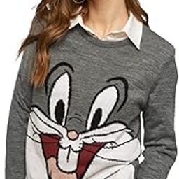 |Official Looney Tunes: Knitted Bugs Bunny Sweater Women and Girl |Full Sleeve| Regular fit Graphic Printed| 100% Cotton Grey and White Color Women Knitted Sweaters-picture-10