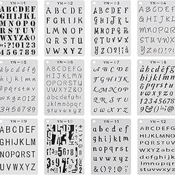 YUEAON 12 pack letter and number stencils alphabet stencil for A5 bullet journal supplies scrapbooking painting drawing craft -57 inch-picture-23