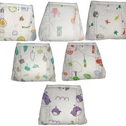 La Vie BabyCare Muslin 2.0 FeatherFit Nappies with Dry Feel | Reusable Cotton Langot | Double Gussets for Leak Protection | Soft, Breathable Fabric | Quick-Dry | Size-M, Pack of 6-4