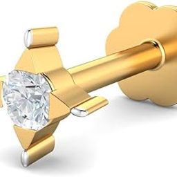 18K Yellow Gold Cayman 0.02 Carat Nose Stud for Women (Piercing Required)-picture-3
