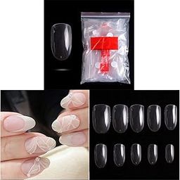 S.A.V.I Artificial False Nails 500 PCS Clear Nail Tips for Acrylic Nail/Dip Powder Nails/Poly Nail Extension Gel Nail Art DIY Home, 50/Size (Short Almond), (17)-image-77