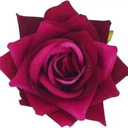 hunky dory Velvet Rose + Leaf Hair Clip | Pins | Brooch | Blazer Lapel All in 1 Hair Accessory | Fashion Jewellery for Men | Women (Dark Pink)-picture-9