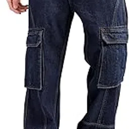 the indian garage co Men Mid Rise Relaxed Fit Distressed Cargos Denim-picture-13