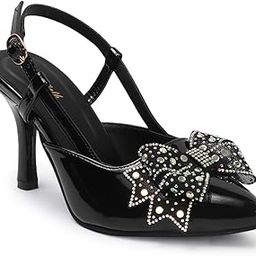 Pointed Toe Embellished Slim Heeled Pumps-9