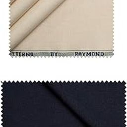 Polyviscose Trouser- 100% Cotton Shirt Fabric Combo Box (Unstitched, All Weather Fabric,(BLUE PANT+LIGHT BEIGE SHIRT)-image-95