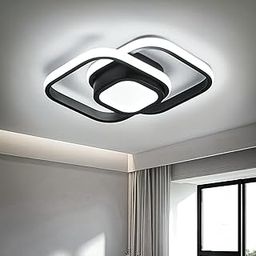 RJ LED Ceiling Light Fixture, Super Bright Flush Mount Modern Ceiling Lamp for Bedroom, Kitchen, Living Room, Bathroom, Garage, Farmhouse, Hallway, Porch, Staircase, Entrance-Black 6500K Cold Light-image-63