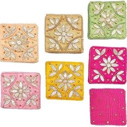 Gotta Patti Handwork Coin Potli Pouch for Home, Small Potli Pouch, Coin Pouch for Ladies, Potli Pouches for Housewarming (8 x 8 CM)-38