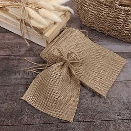 QUEENS CANVAS Size : 10Cm X 8Cm - (Brown, Pack Of 25, 50, 100) Jute Small Potli Bag | Small Potli Bag Eco-Friendly | Reusable | For Gifts, Dryfruits, Earrings, Rings, Jewelry, Bracelets, Coins (50)-10
