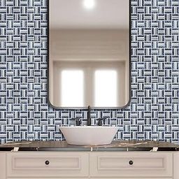 K & B MOSAIC Premium Blue & Silver Glass Mosaic Tiles | 30x30 cm Decorative Handmade Wall Tiles for Kitchen, Bathroom & Living Room | Modern Backsplash Design (Pack of 1 Tile)-image-23