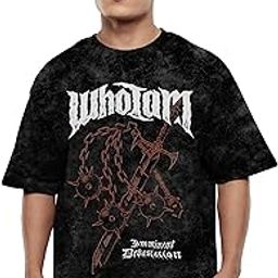 Acid Wash Oversized Tshirt for Men and Women Drop Shoulder Loose Baggy Fit Black Unisex Pure Cotton T-Shirt Whotom-image-87