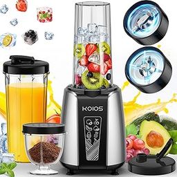 KOIOS Smoothie Blender, 1000W Personal Blender for Smoothies and Smoothies, 12 Pieces Coffee Grinder and Countertop Mixers Combo for Kitchen, Portable Blenders with 2x22 Cups-image-14