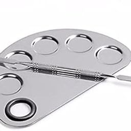 Stainless Steel Makeup Palette with Spatula Tool, Cosmetic Mixing Tray, Used for Mixing Foundations, Lipsticks, Eye Shadow, Lash Adhesive, Nail Art (5 x 3.4 Inches)-17