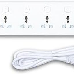 HOMETIC 6 Sockets and 4 USB Ports Extension Bord Plug Spike Guard Protector Extension Cord Heavy Duty Cable for Home/Office/Kitchen/PC (White, 7 in 1 Extension Board)-15