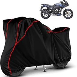 VOICO Water Resistant Bike Cover Dustproof UV Protection Bike Body Cover for Bajaj Pulsar 220 F All-Weather Protection with Red Piping - Black-image-59
