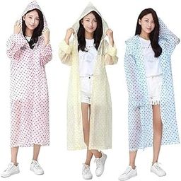 w+ EVA RainCoat Transparent Hooded Outdoor Water Resistant RainSuit for Women and Girls (Pack of 3)-picture-10