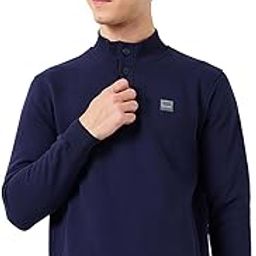 Color Plus Men Regular Fit Solid Pattern Cotton Polyester Blend Full Sleeve Henley Neck Casual Sweatshirt-picture-29