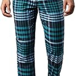 Men’s Black Lounge Pants with Green & Blue Checks-image-1