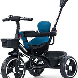 Baybee Tovino 2 in 1 Convertable Baby Tricycle for Kids | Smart Balanced Baby Trikes with Parental Handle, Cushion Seat, Guardrail & Dual Storage | Kids Cycle for 2-5 Years Boy Girl (English Blue)-image-68