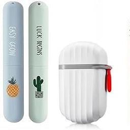 Portable Printed Multicolor Toothbrush Case 3 Pcs and Soap Box 1 Pc & Paper Soap Flakes Tube Pack of 1 Pc for Travel Toiletry Kit for Multipurpose Uses, Bathroom, Camping, Outdoor Use-image-10