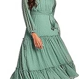 Women'S Dobby Chiffon Woven Design Tiered Dress-image-29