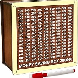 Jarhollis Money Saving Box for Kids and Adults | Wooden Money Bank with Lock | Big Size Piggy Bank 2 Lakh Target | 1 Lakh Saving Box with Numbers | Piggy Bank (2 Lac Money Box)-image-98