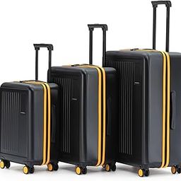 Polycarbonate The Transit Luggage Poly-Carbonate Hard Sided 8 Spinner Silent Ninja Wheels (Black and Yellow (Limited Edition) 2.0 Set of 3 74 cm Trolley), Small, Medium and Large-2